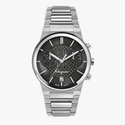 Salvatore Ferragamo Sapphire Chrono Black Dial Silver Steel Strap Watch for Men - SFME00321