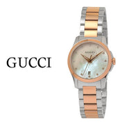 Gucci G Timeless Diamonds Mother of Pearl Dial Two Tone Steel Strap Watch For Women - YA126544
