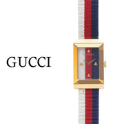 Gucci G-Frame Mother of Pearl Dial White Blue Red Nylon Strap Watch For Women - YA147405