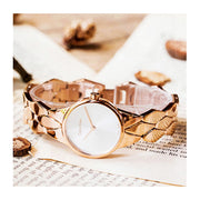 Calvin Klein Snake Silver Dial Rose Gold Steel Strap Watch For Women - K6E23646