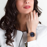 Marc Jacobs Baker Blue Dial Rose Gold Steel Strap Watch for Women - MBM3330