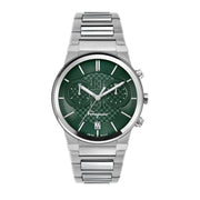 Salvatore Ferragamo Sapphire Chrono Green Dial Silver Steel Strap Watch for Men - SFME00421
