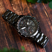 Hugo Boss Pilot Edition Chronograph Black Dial Black Steel Strap Watch for Men - 1513854