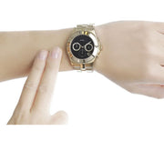 Marc Jacobs Blade Chronograph Black Dial Gold Steel Strap Watch for Women - MBM3309