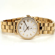 Marc Jacobs Baker White Dial Gold Steel Strap Watch for Women - MBM3247