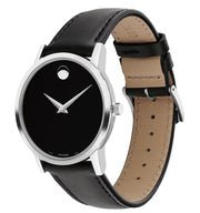 Movado Museum Black Dial Black Leather Strap Watch For Men - 2100002