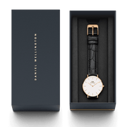 Daniel Wellington Classic Petite Reading White Dial Black Leather Strap Watch For Women - DW00100229