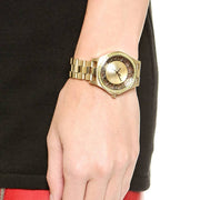 Marc Jacobs Henry Transparent Gold Dial Gold Steel Strap Watch for Women - MBM3338