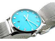 Gucci G-Timeless Turquoise Mother of Pearl Dial Silver Mesh Bracelet Watch For Women - YA126582