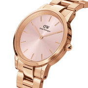 Daniel Wellington Iconic Link Pink Dial Rose Gold Steel Strap Watch For Women - DW00100335