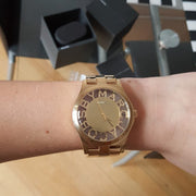 Marc Jacobs Henry Transparent Gold Dial Gold Steel Strap Watch for Women - MBM3206