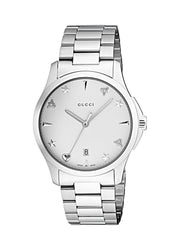 Gucci G Timeless Silver Dial Silver Steel Strap Watch For Women - YA1264028