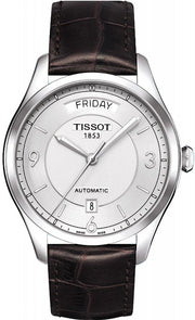 Tissot T Classic T One Automatic Silver Dial Brown Leather Strap Watch For Men - T038.430.16.037.00
