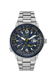 Citizen Promaster Nighthawk Eco Drive Navy Blue Dial Silver Steel Strap Watch For Men - BJ7006-56L