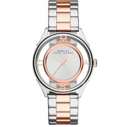 Marc Jacobs Tether Transparent White Dial Two Tone Steel Strap Watch for Women - MBM3436