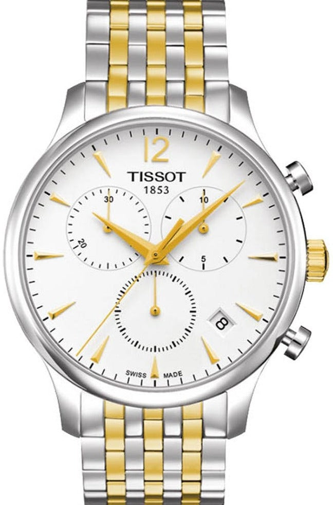 Tissot T Classic Tradition Chronograph White Dial Two Tone Steel Strap Watch For Men - T063.617.22.037.00