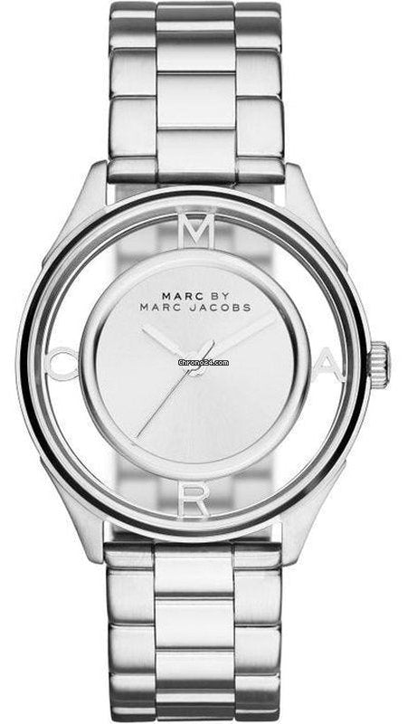 Marc Jacobs Tether Transparent Silver Dial Silver Steel Strap Watch for Women - MBM3412