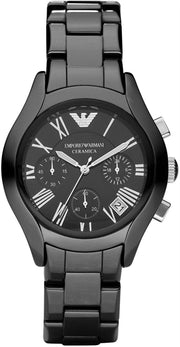 Emporio Armani Black Ceramic Dial Ceramic Strap Watch For Women - AR1401