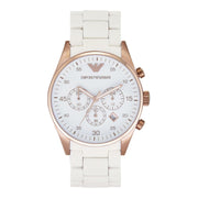 Emporio Armani Sportivo Chronograph White Dial White Rubber Strap Watch For Men - AR5919