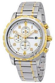 Fossil Dean Chronograph White Dial Silver Steel Strap Watch for Men - FS4795