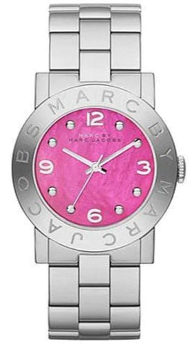 Marc Jacobs Amy Pink Dial Silver Steel Strap Watch for Women - MBM8623
