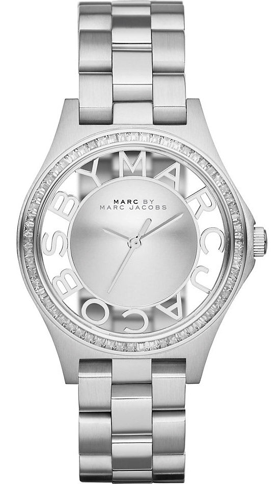 Marc Jacobs Henry Transparent Silver Dial Silver Steel Strap Watch for Women - MBM3337