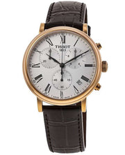 Tissot Carson Premium Chronograph Silver Dial Brown Leather Strap Watch For Men - T122.417.36.033.00