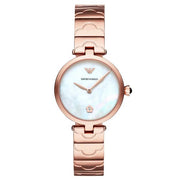 Emporio Armani Arianna White Mother of Pearl Dial Rose Gold Steel Strap Watch For Women - AR11236