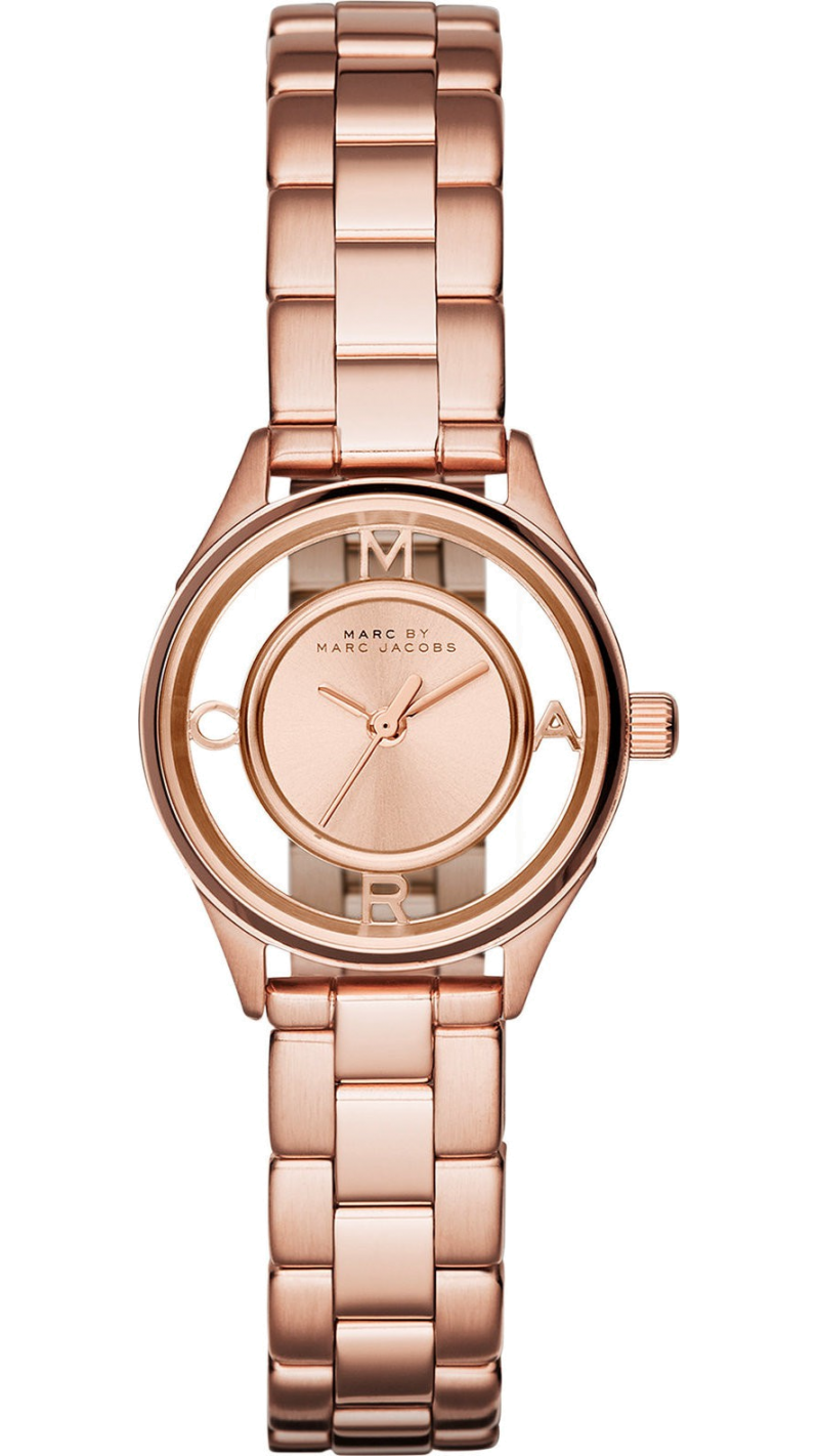 Marc Jacobs Tether Transparent Rose Gold Dial Rose Gold Steel Strap Watch for Women - MBM3417