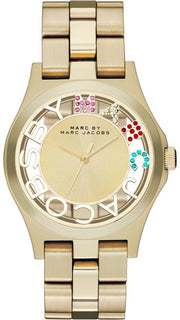 Marc Jacobs Henry Skeleton Gold Dial Gold Steel Strap Watch for Women - MBM3263