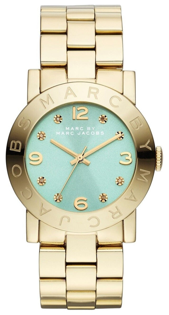 Marc Jacobs Amy Blue Dial Gold Steel Strap Watch for Women - MBM3301