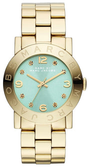 Marc Jacobs Amy Blue Dial Gold Steel Strap Watch for Women - MBM3301