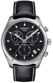 Tissot PR 100 Chronograph Black Dial Black Leather Strap Watch For Men - T101.417.16.051.00