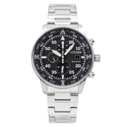Citizen Eco Drive Chronograph Black Dial Silver Steel Strap Watch For Men - CA0690-88E