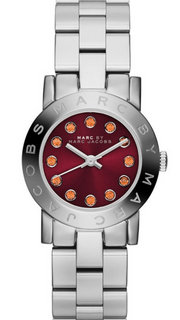 Marc Jacobs Amy Red Dial Silver Steel Strap Watch for Women - MBM3333