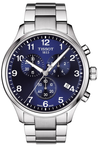 Tissot T Sport Chrono XL Classic Blue Dial Silver Steel Strap Watch For Men - T116.617.11.047.01