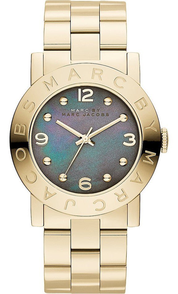 Marc Jacobs Amy Black Dial Gold Steel Strap Watch for Women - MBM3273