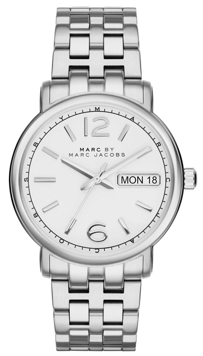 Marc Jacobs Fergus White Dial Silver Steel Strap Watch for Women - MBM8646