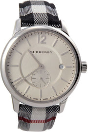 Burberry The Classic Horseferry Silver Dial Black Leather Strap Watch for Men - BU10002