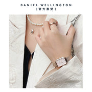Daniel Wellington Quadro Pressed Melrose Pink Dial Pink Mesh Bracelet Watch For Women - DW00100510
