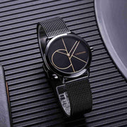 Calvin Klein Minimal Black Dial Black Mesh Bracelet Watch for Women - K3M224X1