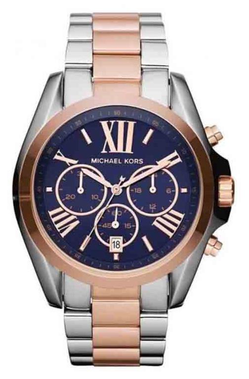 Michael Kors Bradshaw Blue Dial Two Tone Steel Strap Watch for Women - MK5606