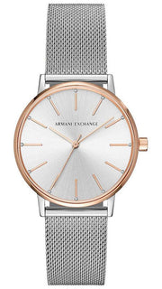 Armani Exchange Lola Analog White Dial Silver Mesh Strap Watch For Women - AX5537