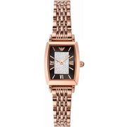 Emporio Armani Gianni T-Bar Analog Crystal Brown Dial Rose Gold Steel Strap Watch For Women - AR11407