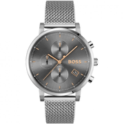 Hugo Boss Integrity Chronorgaph Grey Dial Silver Mesh Bracelet Watch for Men - 1513807