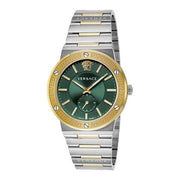 Versace Greca Green Dial Silver Steel Strap Watch for Men - VEVI00420