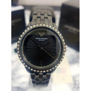 Emporio Armani Crystal Ceramica Black Dial Black Steel Strap Watch For Women - AR1478