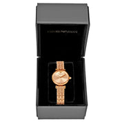 Emporio Armani Gianni T Bar Quartz Rose Gold Dial Rose Gold Steel Strap Watch For Women - AR11342