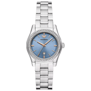 Emporio Armani Federica Three-Hand Date Blue Dial Silver Steel Strap Watch For Women - AR11593
