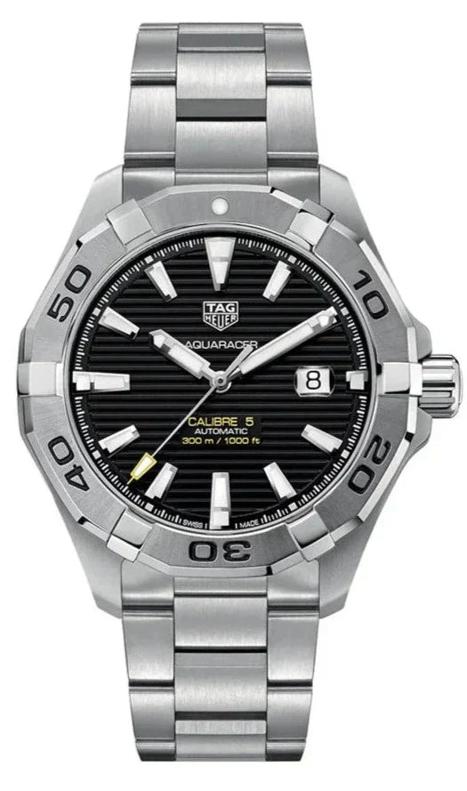 Tag Heuer Aquaracer Automatic Black Dial Silver Steel Strap Watch for Men - WAY2010.BA0927